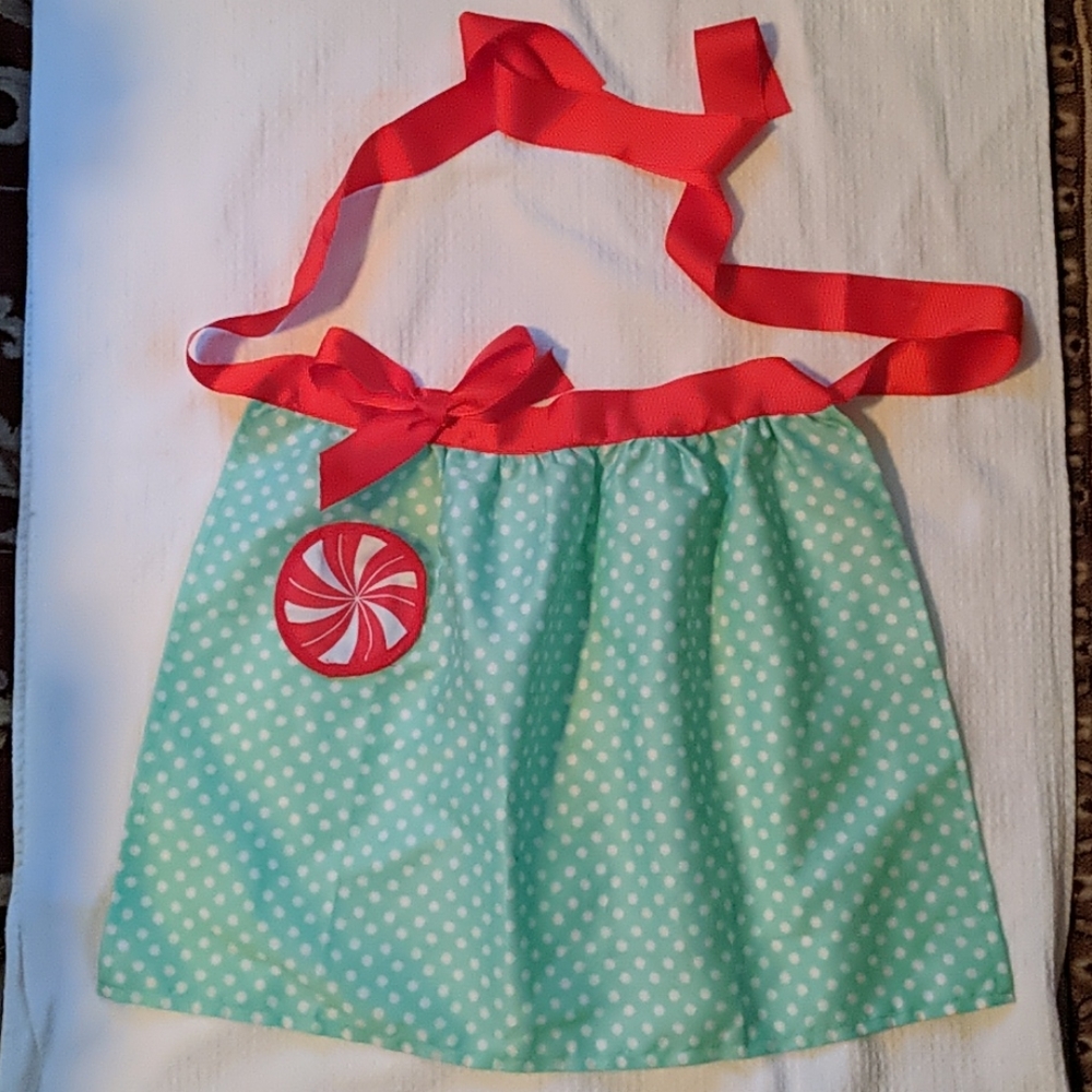 Mint dot red ribbon peppermint apron